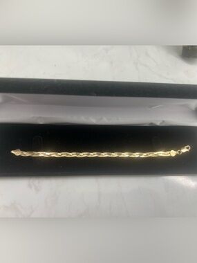 14K Gold Vermeil Braided Herringbone Bracelet